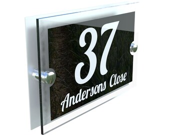 Acryl en aluminium gepersonaliseerde wandplaat huisnummer (PARA5-1WB-S-C)