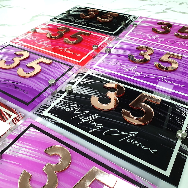 Rose Gold House Numbers Signs 3d Printed Address Door Numbers Etsy Canada