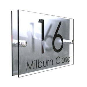 Modern Contemporary Property Number Door Sign Plaque (PRESA5-27B-S-C)