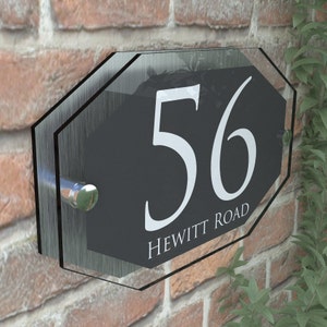 Modern Contemporary Property Number Door Signs Plaques (APEXA5-27WA-S-C)