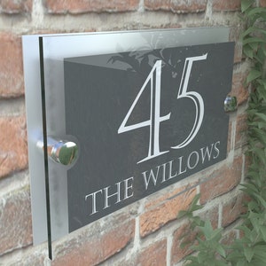 Acrylic & Aluminium Personalised Wall Plaque House Number PARA5-24WA-S-C image 2