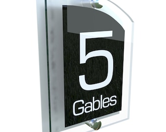 Modern Contemporary Property Number Door Sign Plaque (ARCA5-8WB-S-C)