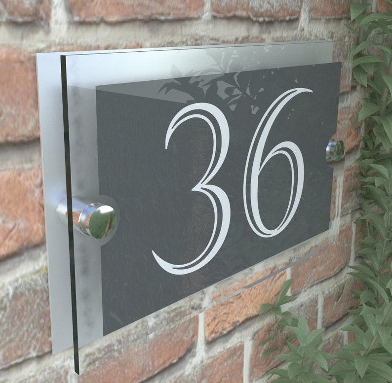 Acrylic & Aluminium Personalised Wall Plaque House Number PARA5-24WA-S-C image 4