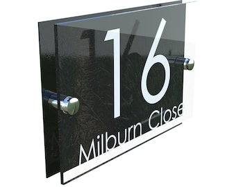 Modern Contemporary Property Number Door Sign Plaque (PRESA5-27W-B-C)