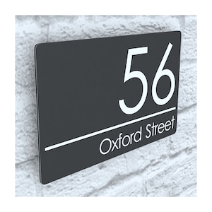 Modern Contemporary Property Number Door Sign Plaque - Anthracite Gray (Ral 7016) (EXA5-C-H1-27W-A)