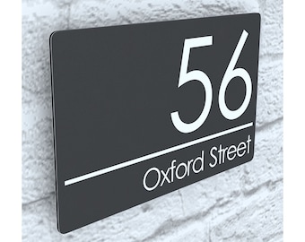 Modern Contemporary Property Number Door Sign Plaque - Anthracite Gray (Ral 7016) (EXA5-C-H1-27W-A)