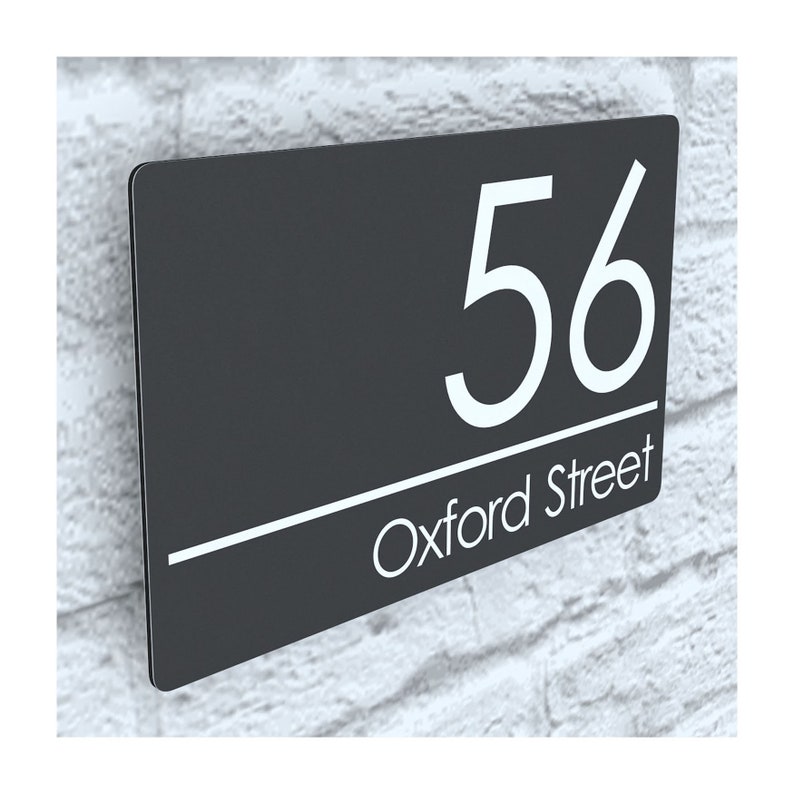 Modern Contemporary Property Number Door Sign Plaque Anthracite Gray Ral 7016 EXA5-C-H1-27W-A image 1