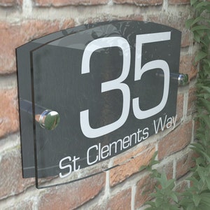 K Smart Sign Modern House Signs Plaque Door Number Street Glass Effect ...