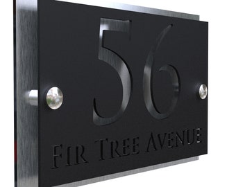 K Smart Sign | Simpatico | Laser Cut Matt Black Acrylic With Various Mirror Marble Coloured Backplates - Personalised | 200mm x 130mm