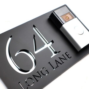 Ring Doorbell Mount Personalized Nest/ing Plate & House Sign - Matt Black 3D Laser Cut Acrylic (300x160mm) Nest Ring - Foto 13