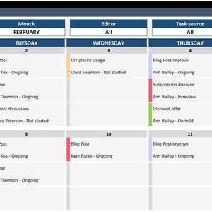 Inhalt Kalender Vorlage | Inhaltsplanung | Kalender Excel Vorlage | Aktivitätsplan | Kalender