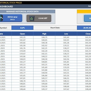Historical Stock Prices Scraper | Business Template | Excel Template | Real-Time Stock Quotes