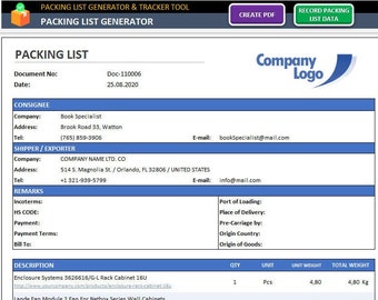 Excel Packing Slip Generator and Tracker | Spreadsheet | Invoicing | Customer & Supplier Database | Packing List Generator Template