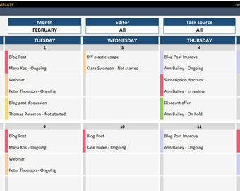 Content Calendar Excel Template: Social Media Planner