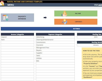 Revenus et dépenses locatifs | Modèle Google Sheets | Outil de gestion immobilière pour propriétaires