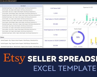 Etsy Seller Spreadsheet | Sales Tracker Excel Template