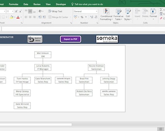 Automatic Org Chart Maker With Photos Ready To Print Excel Etsy