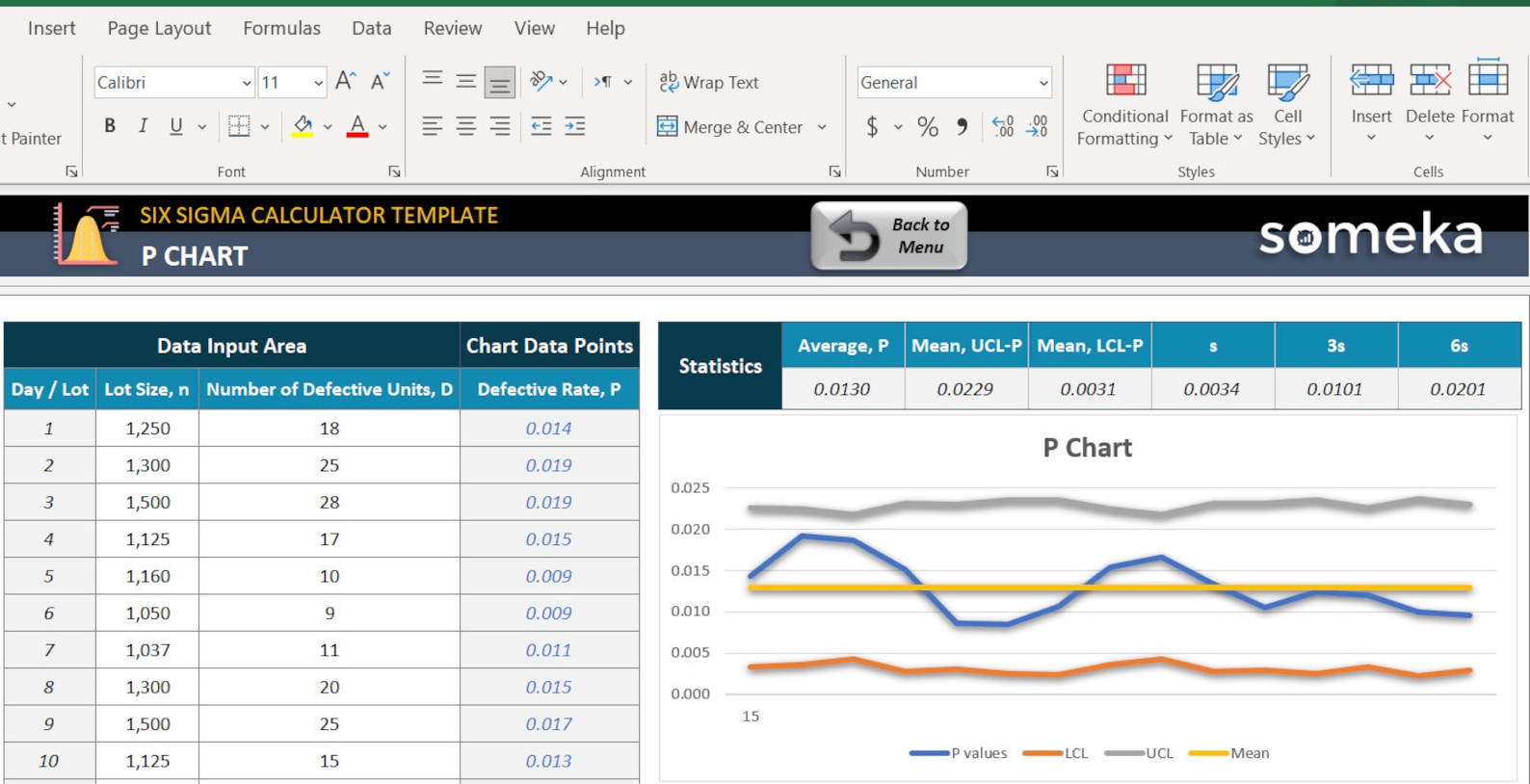 Image 19 for Process Capability Analysis Excel Template
