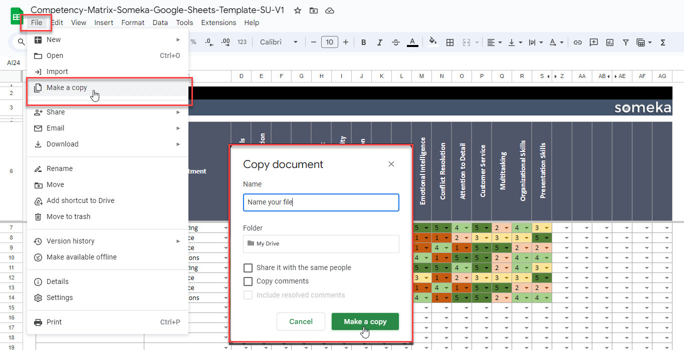 Competency Matrix Template | Google Sheets Template | Tool for HR ...