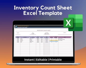 Inventory Count Sheet | Excel Template | Stock Management (Digital Download)