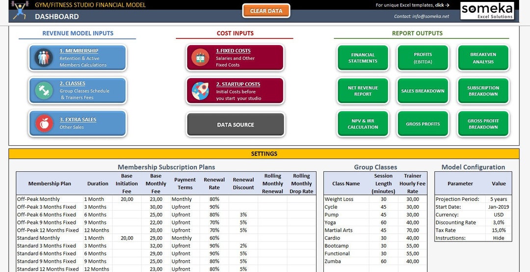 Buy Gym Financial Model Excel Template: Business Planner Tracker Online  in India