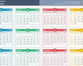 Excel Calendar 18 Etsy