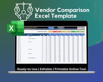 Vendor Comparison Excel Template | Vendor Price Comparison | Price Tracker | Price Comparison Chart | Basic Price Comparison
