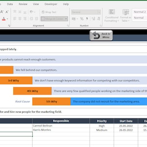 5 Whys Template | Excel Template | Root Cause Analysis Method | Problem ...