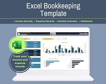 Excel Bookkeeping Template: Income & Expense Tracker (Digital Download)