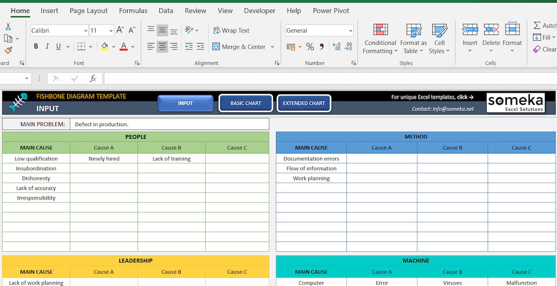 Fishbone Diagram Template Diagram Generator Excel Template Automatic ...