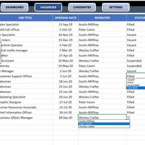 Recruitment Tracker Excel Template | Recruit Track Dashboard | Hiring ...