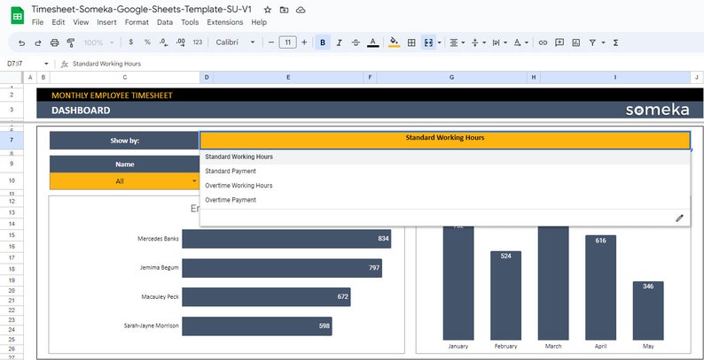 Automated Timesheet Google Sheets Template | Monthly Time Tracking - Etsy