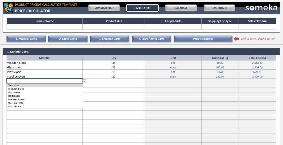 Product Pricing Excel Template Product Pricing Strategy Profit Tracker ...