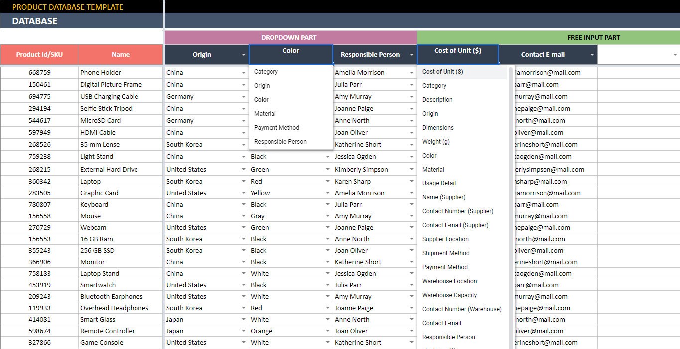 Product Database Google Sheets Template | Portfolio Management Tool - Etsy