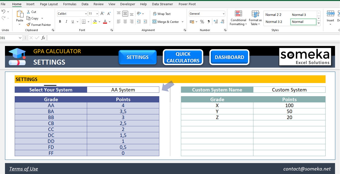 GPA Calculator Excel Calculator Template Excel Template Term Planner