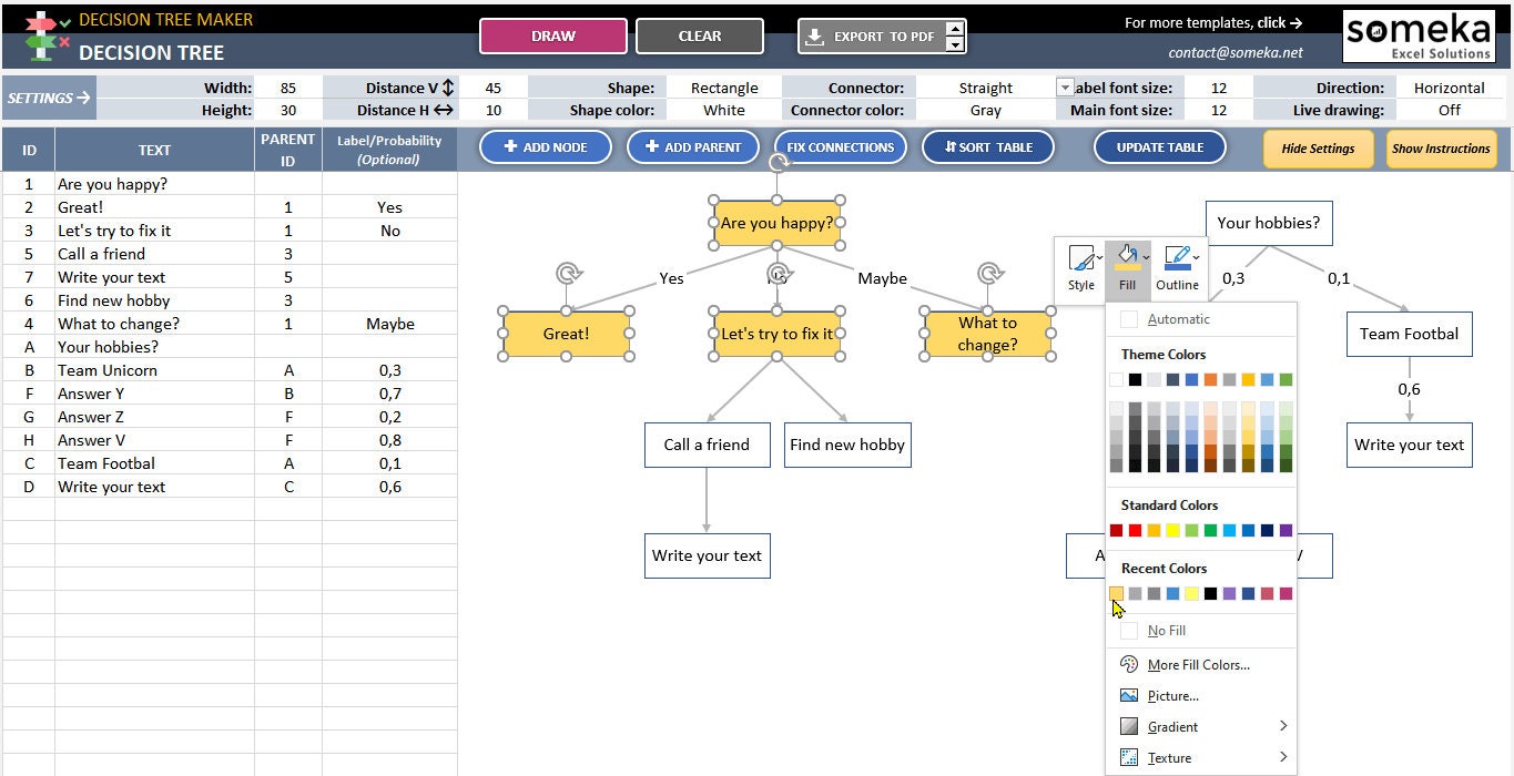 Decision Tree Excel Template