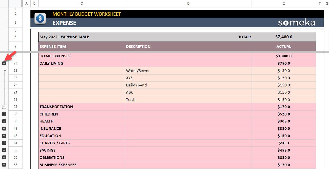 Monthly Budget Template | Google Sheets Expense Tracker (printable ...