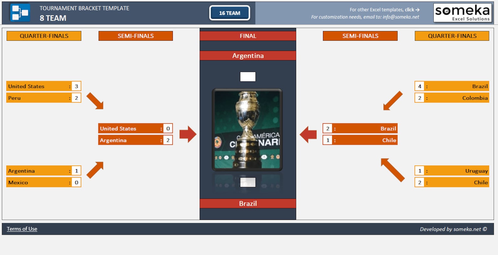 A Un Torneo Di Calcio Partecipano 16 Squadre Quante Partite Tabellone torneo Modello excel per 8 squadre e 16 staffe di | Etsy
