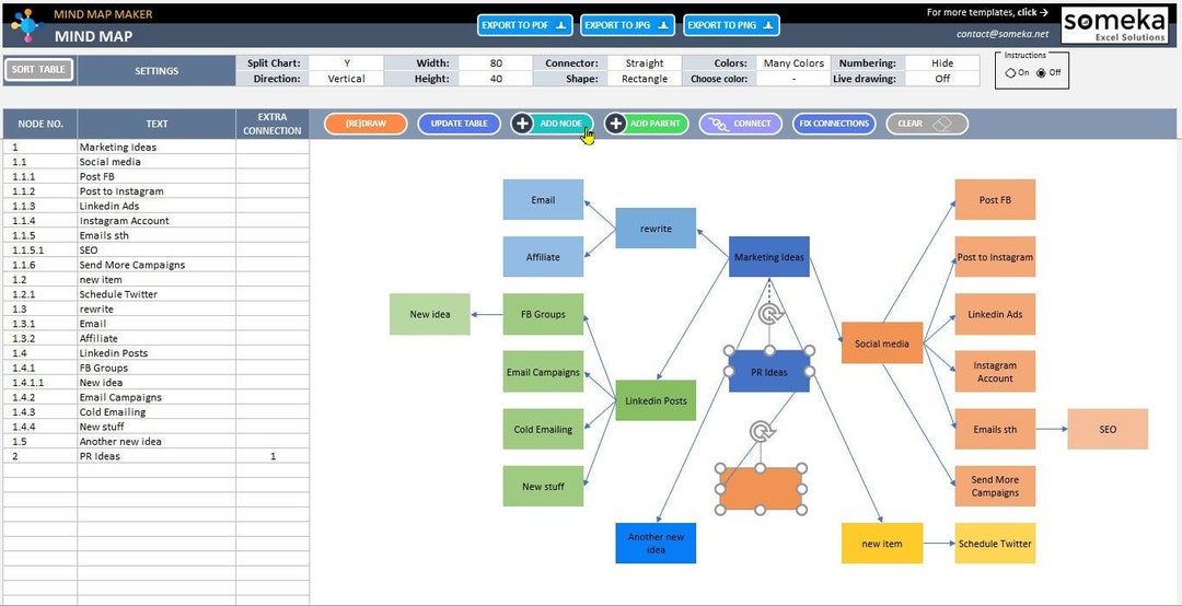 Mind Map Maker: Brainstorming Excel Template - Etsy