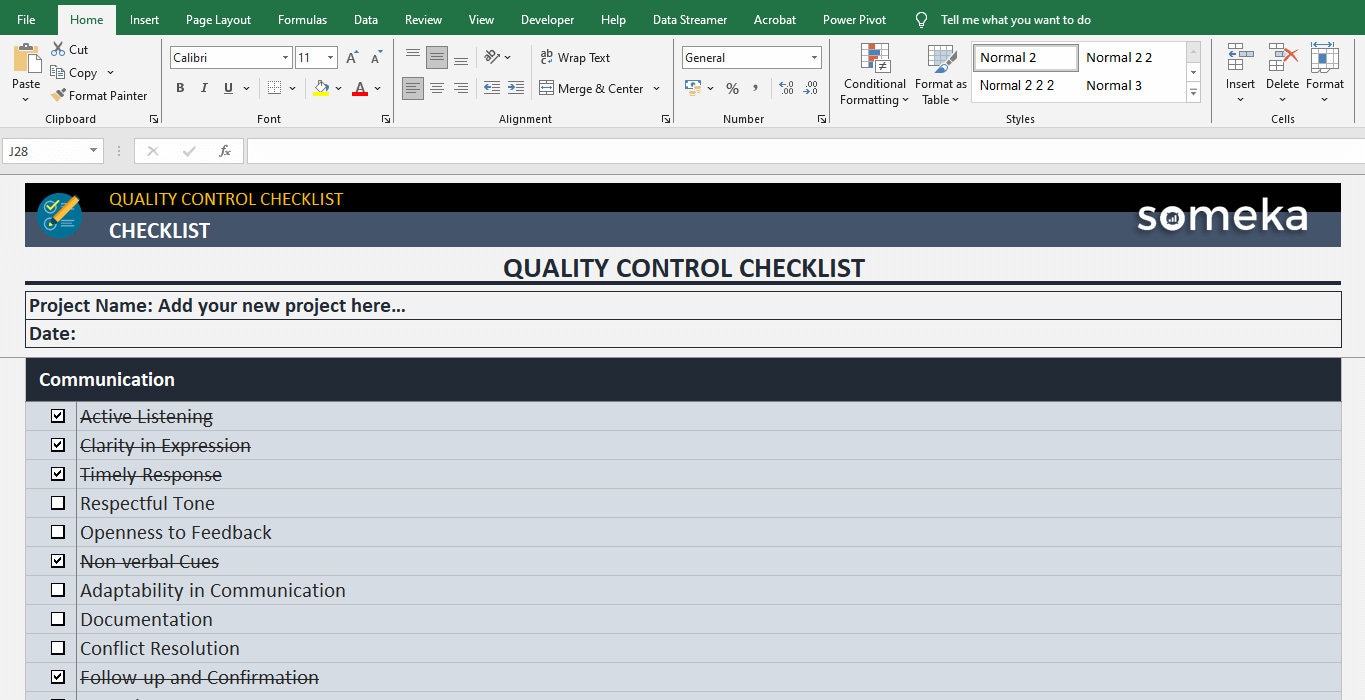 Quality Control Checklist | Excel Template | QA Checklist | Printable ...