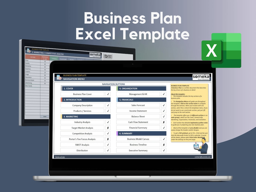 Business Plan Template Excel Template Summarize Key Drivers Step-by