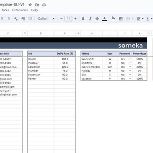 Employee Attendance & Payroll Google Sheets Template - Etsy