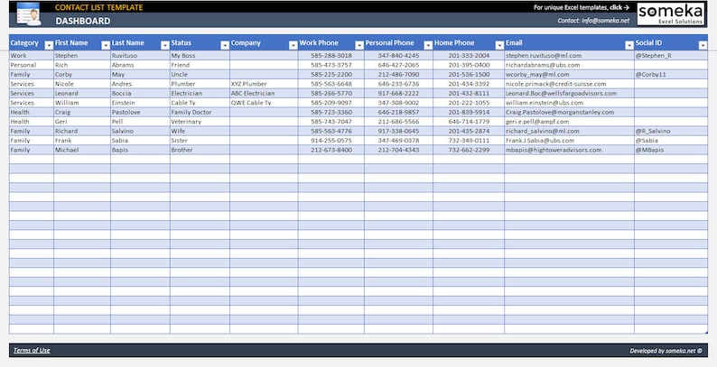 Get in touch with Checklist Template inside Excel - Geared up towards Print - Educated Spreadsheet - Excel Template photo regarding Business Contact List Template known as Get in touch with Checklist Template inside Excel - Well prepared towards Print - Proficient Spreadsheet - Excel Template