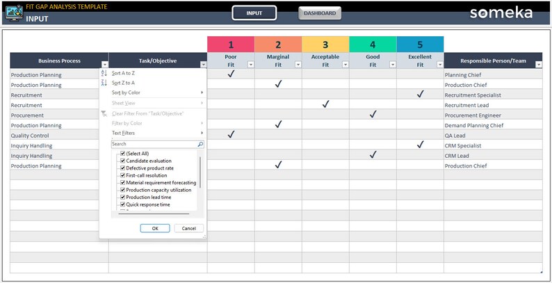 Fit Gap Analysis Excel Template: Process Improvement Tool - Etsy