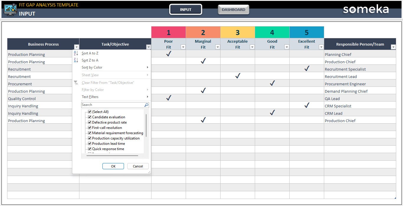 Fit Gap Analysis Excel Template: Process Improvement Tool - Etsy