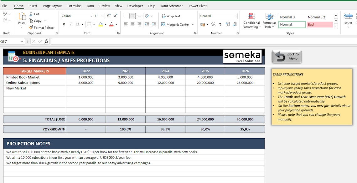 Business Plan Template Excel Template Summarize Key Drivers Step-by