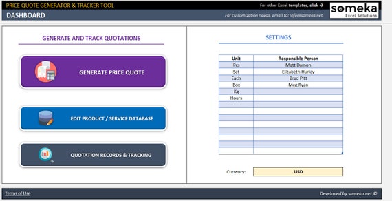 price quote generator and tracker business excel spreadsheet etsy