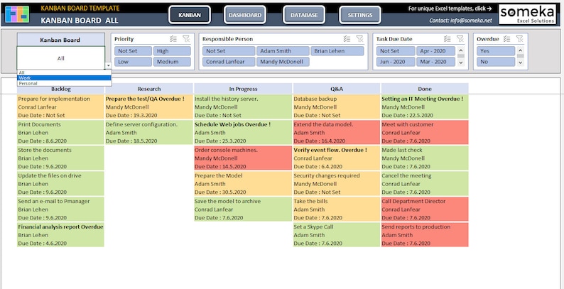 Kanban Board Excel Template | Agile Project Management | Task Tracker ...