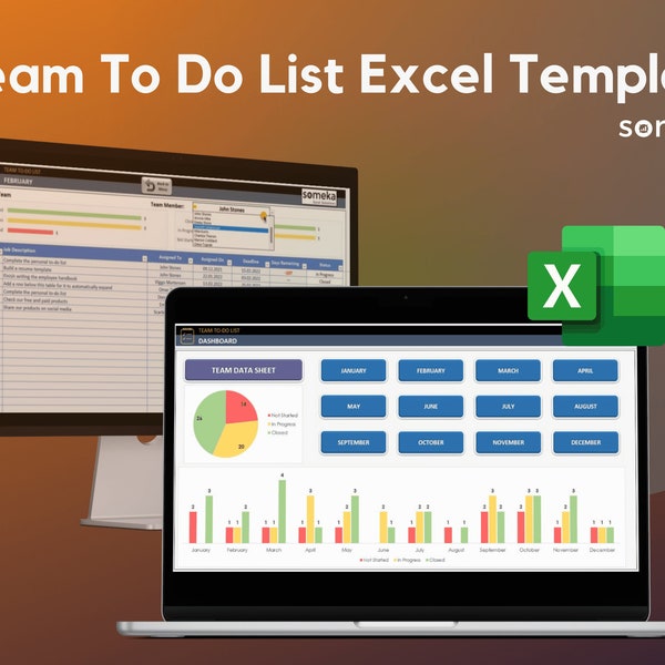 Team To Do List Template | Excel Aufgaben-Tracker | Todo List Spreadsheet | Druckbare und bearbeitbare Todo Liste | Digitaler Planer