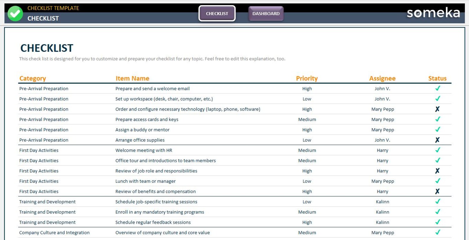 Excel Checklist Template | Create Your Smart To-do Lists | Dynamic ...